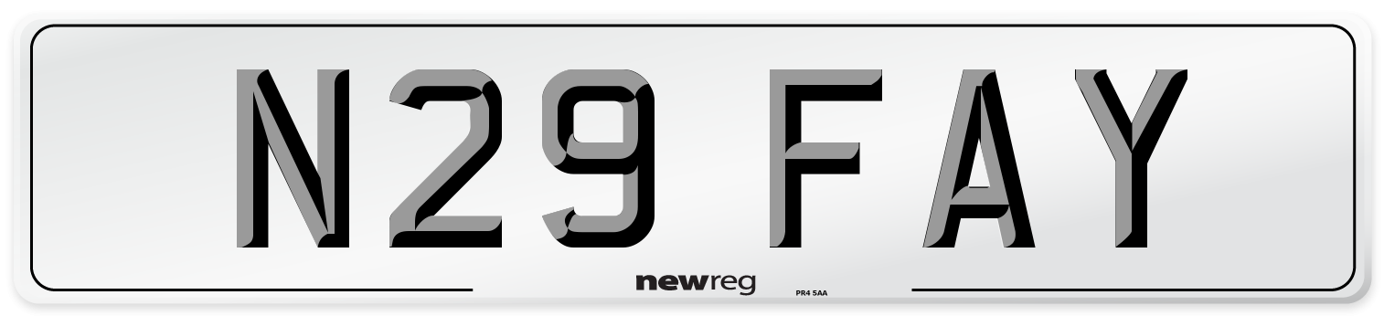 N29 FAY Number Plate from New Reg